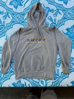 Ariat Women's Size Small Heather Grey Multicolor Serape Blanket Logo 2.0 Hoodie